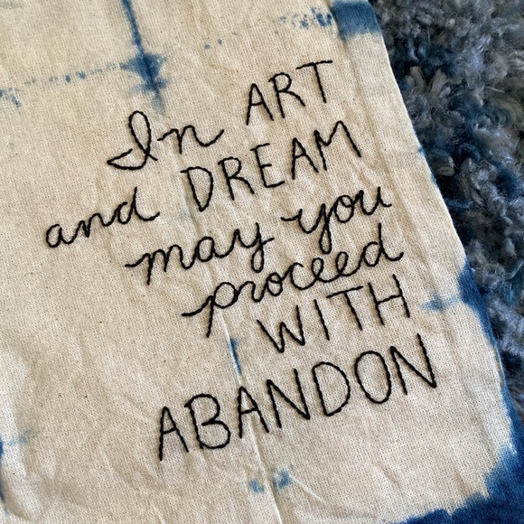 Patti Smith quote Shibori Dye tote bag- hand dyed & hand stitched ! 14”x15” - Picture 4 of 7